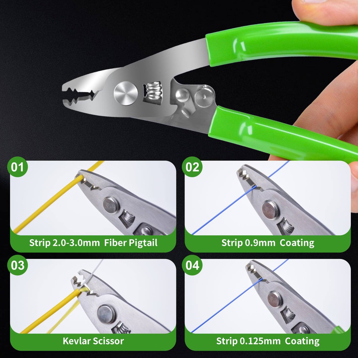 VAEYI Fiber Stripper and Kelvar Scissor,Cable Stripper Optical Cable Stripper Wire Strippers Fiber Optic Tools FSP-3KL